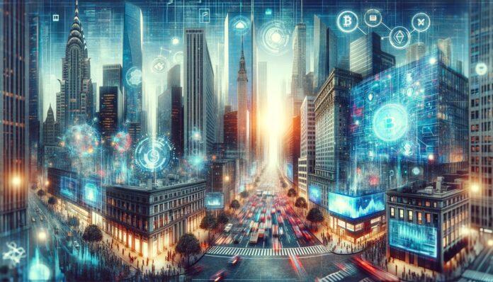 DALL·E-2023-12-04-18.13.42-Create-a-cover-image-depicting-a-digital-version-of-Wall-Street-for-a-tech-publication.-Visualize-a-bustling-high-tech-financial-district-with-skyscr.jpg